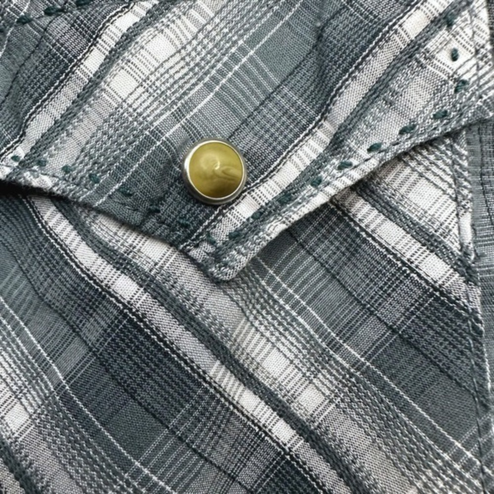 Wrangler‎ Western Plaid Snap Shirt – XL – Pearl Snaps, Blue/Green Gray Check - Picture 6 of 6
